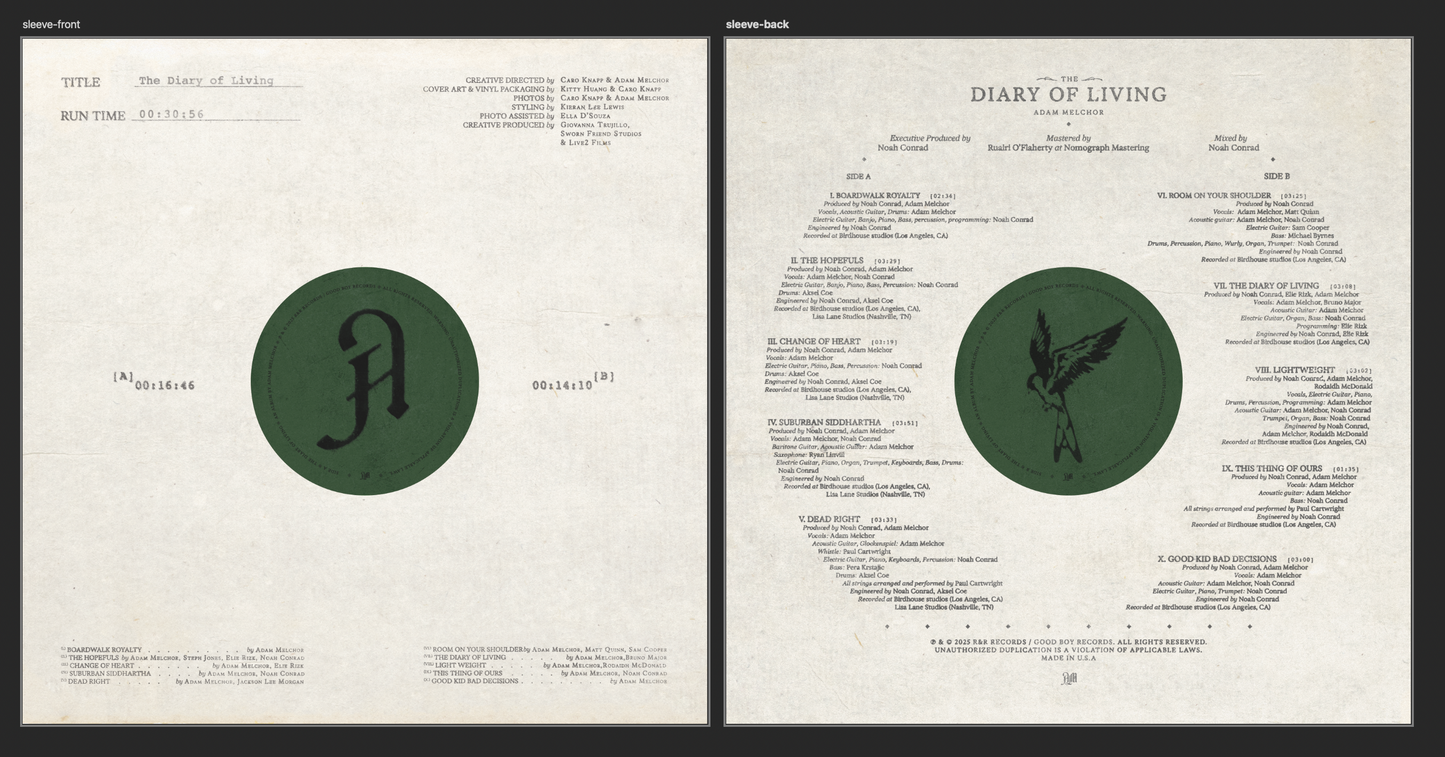 Adam Melchor - "The Diary of Living" Vinyl